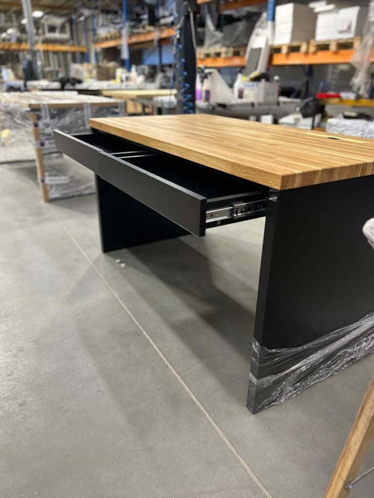 desk with wooden top