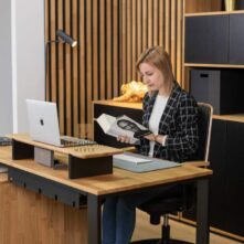 industrial desk with character