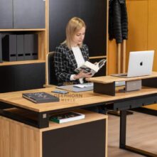 subtle desk in subdued colors