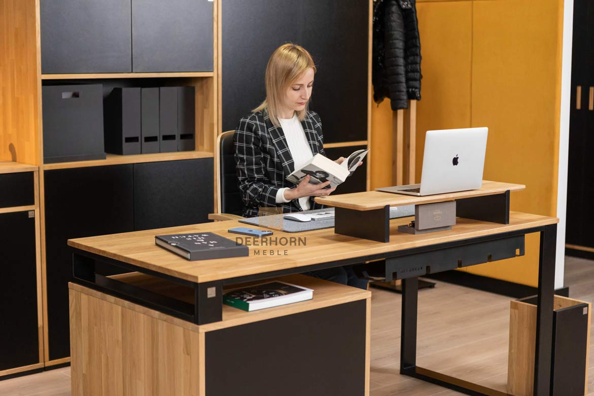 subtle desk in subdued colors