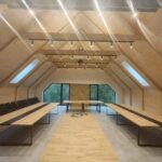 modern office table with wood elements