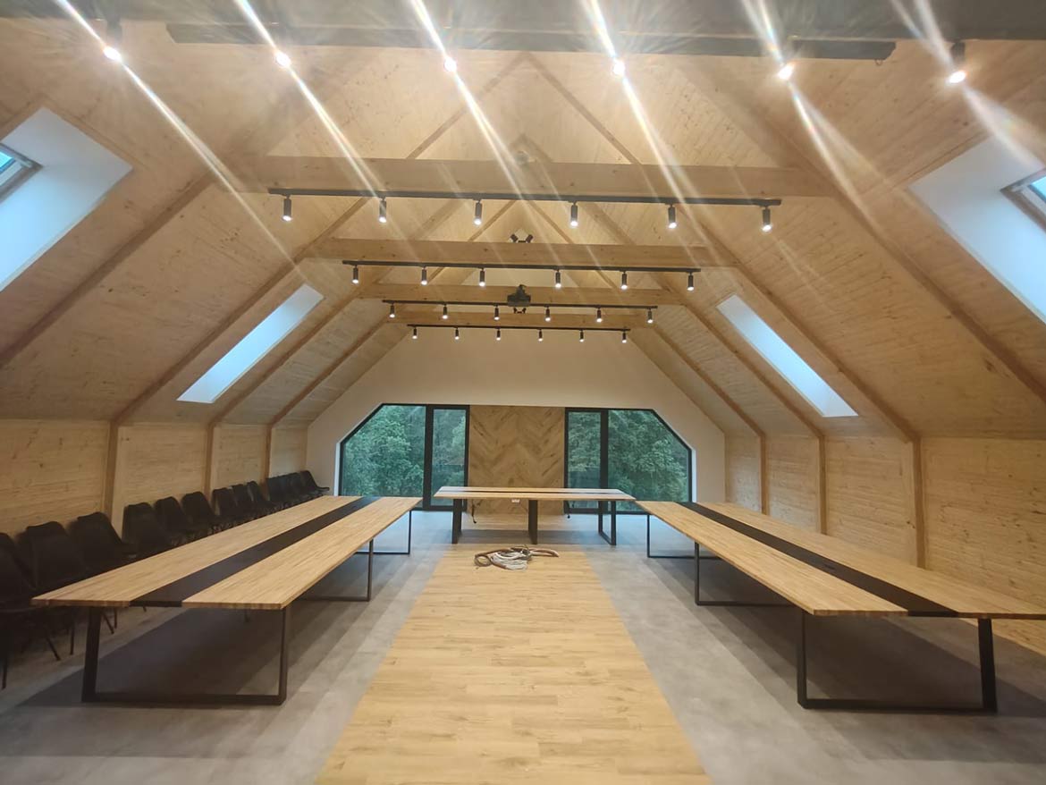 modern office table with wood elements