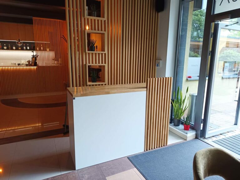 reception desk with a natural touch