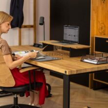 office desk with black frame