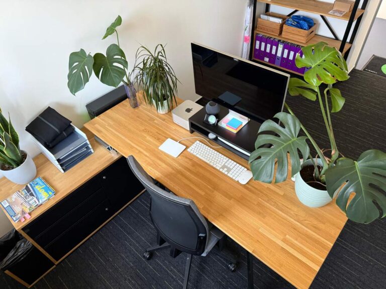 desk with natural materials