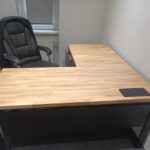 compact corner desk with pedestal