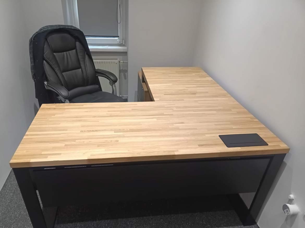 compact corner desk with pedestal