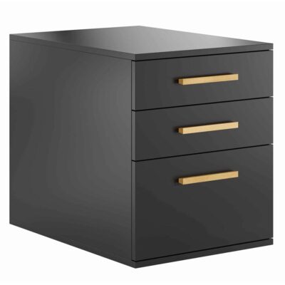 black pedestal with three drawers