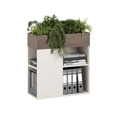 flowerbed with bookshelves