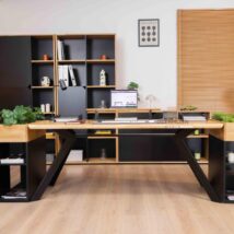 modern desk with wood