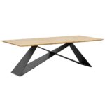 Oak table on black steel structure X-line