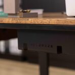 wooden desk with industrial character