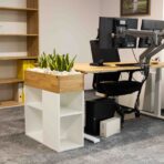 desk and place for flowers