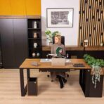 desk with wooden top