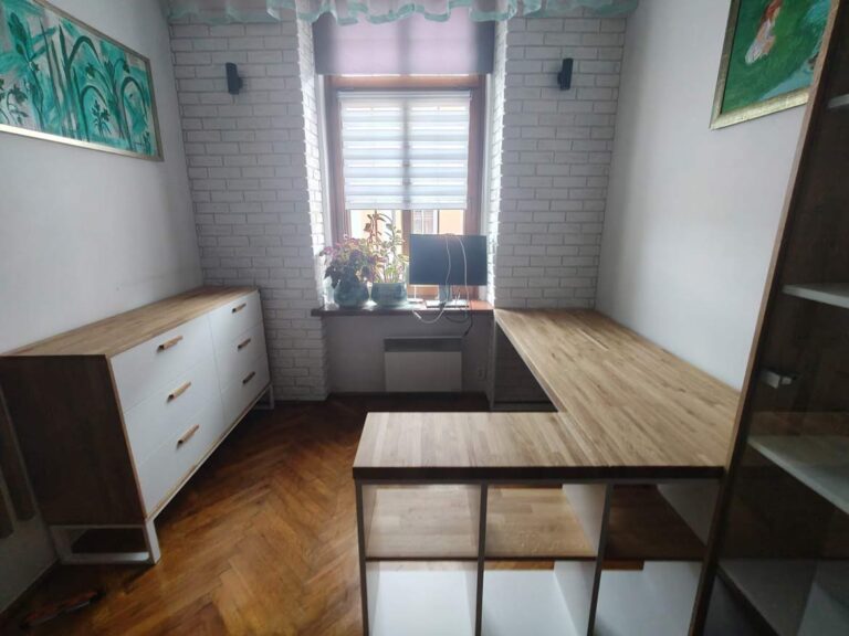 desk with bookcase