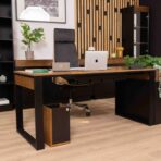 designer desk in dark wood color