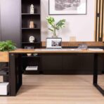 minimalist desk with character