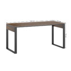 proste biurko z blatem z ciemnego drewna