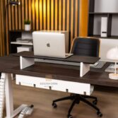 adjustable desk with oak top