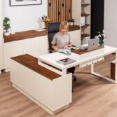 office desk with side cabinet and elegant lines