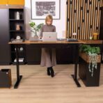 desk with office basket and organizer