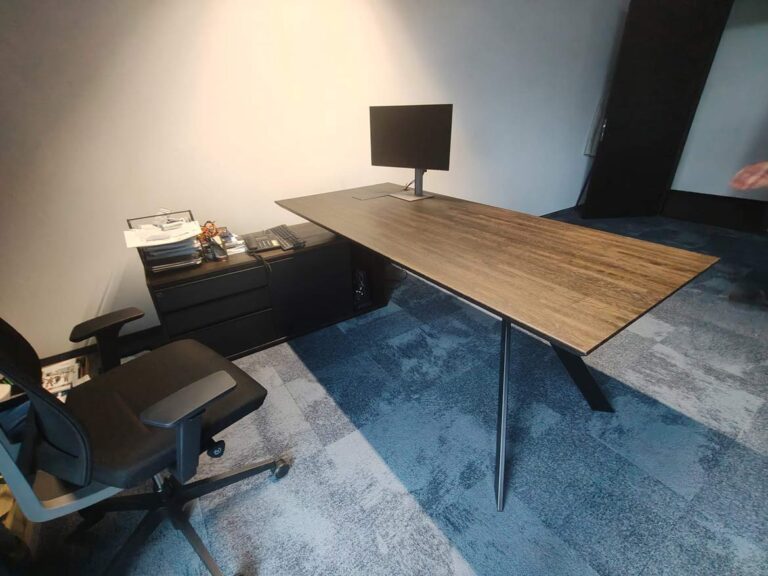 desk with storage space