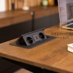 desk with extension cord on desk