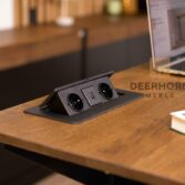 desk with extension cord on desk