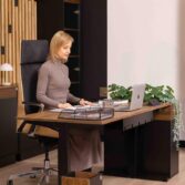 modern desk with ergonomic chair