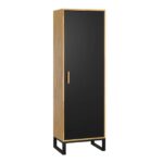 Lockable cabinet with shelves, narrow on metal base
