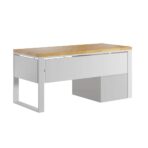 white desk with cabinet and drawers