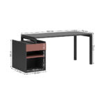 biurko z blatem w kolorze cegły