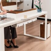 desk with decorative accessories