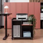 biurko z regulacją i szafką po drukarkę