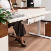 desk with electric height adjustment