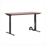 Adjustable desk with brick-colored top