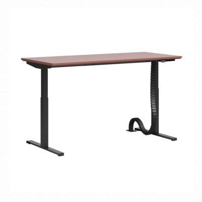 Adjustable desk with brick-colored top