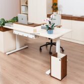 desk with adjustable height top