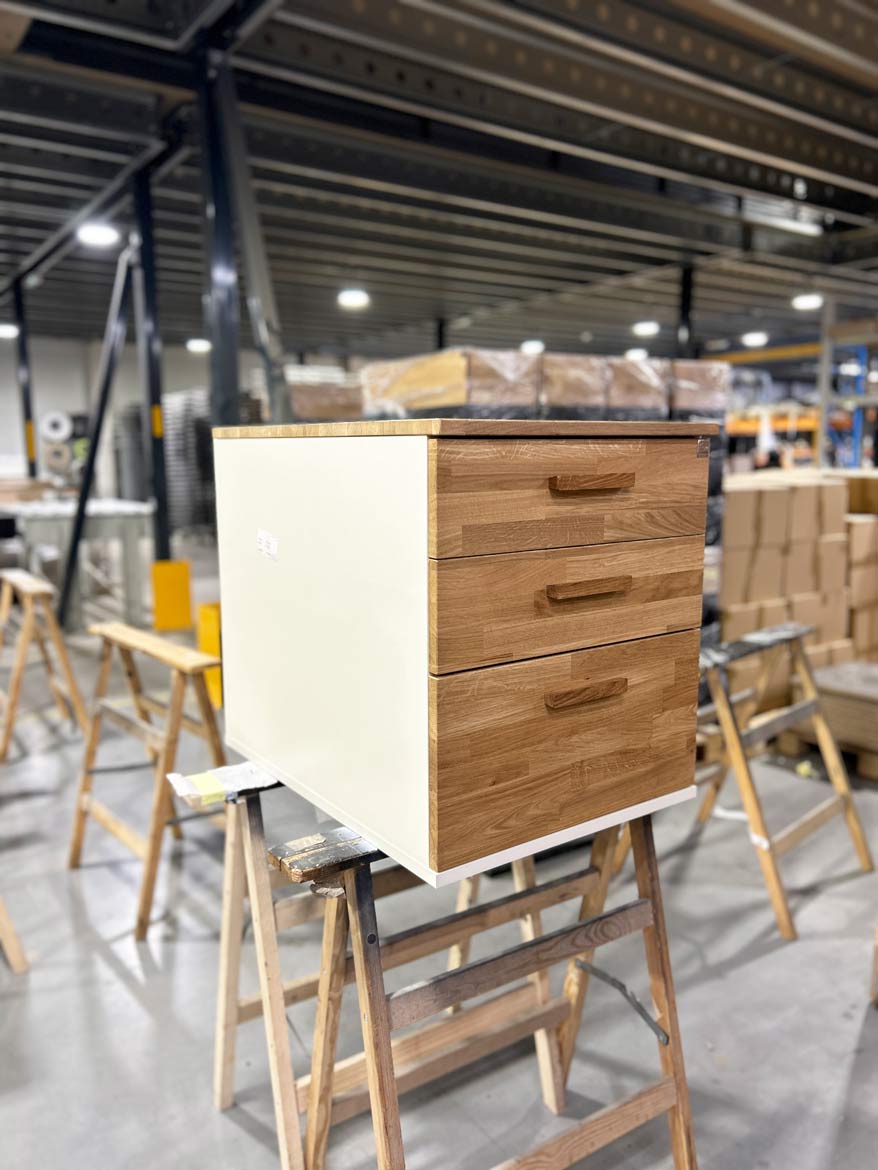 desk pedestal in ivory color
