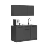 Small kitchen, black with cabinets