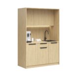 Bright kitchenette with LED lighting and sink