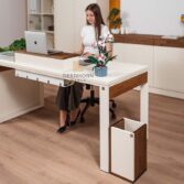 minimalist work desk with plants
