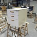 minimalist pedestal with wooden handles