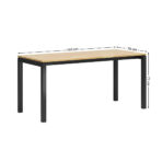 biurko z drewnianym blatem na czarnych nogach