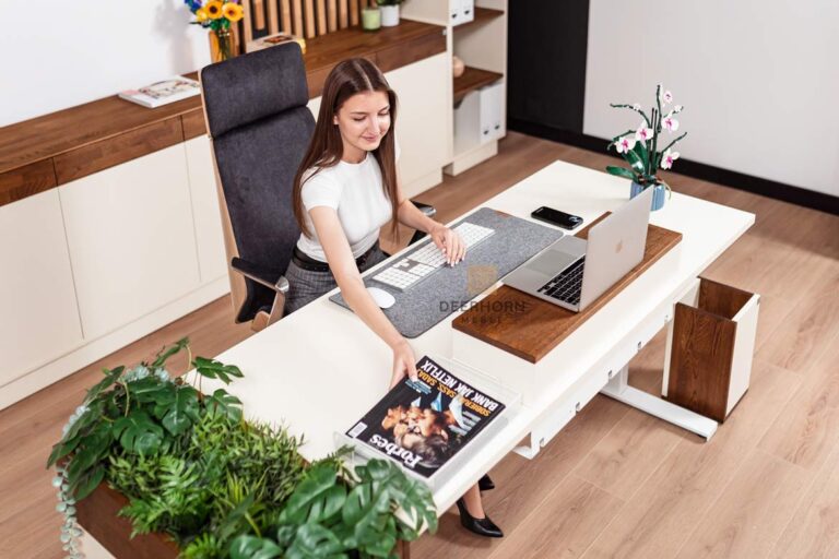 desk with a large work surface