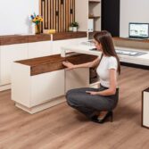 desk with document pedestal