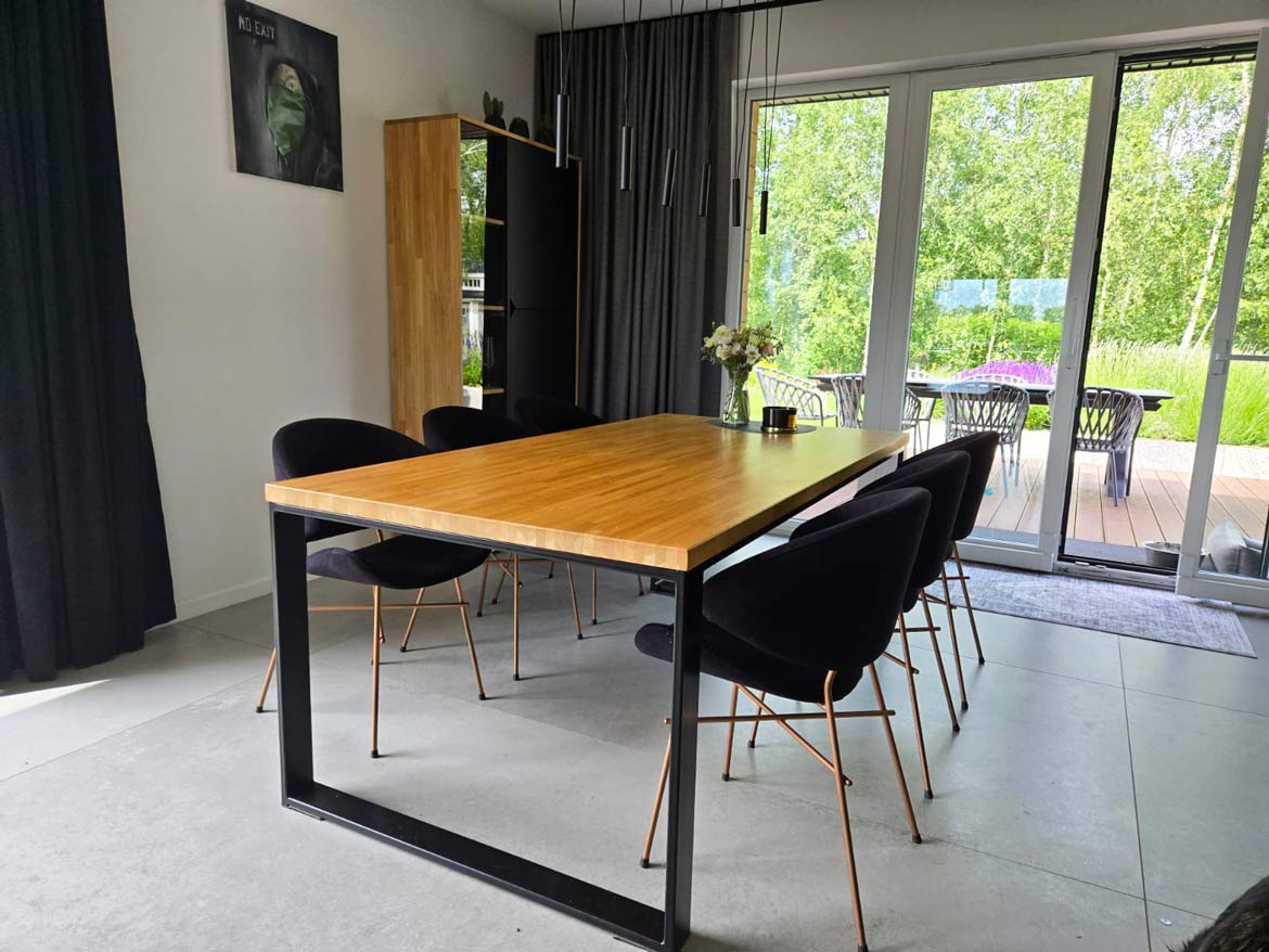 Elegant dining room with loft Deerhorn table - project in Krakow, Poland