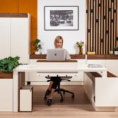 set of office furniture with pedestal