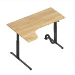 adjustable desk with user cutout