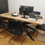 X-leg table and desk with wooden top